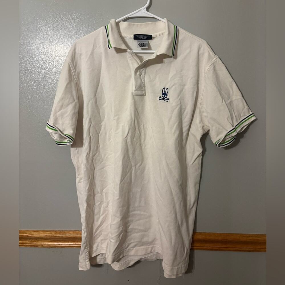 Psycho Bunny White and green polo shirt Size 8 men’s